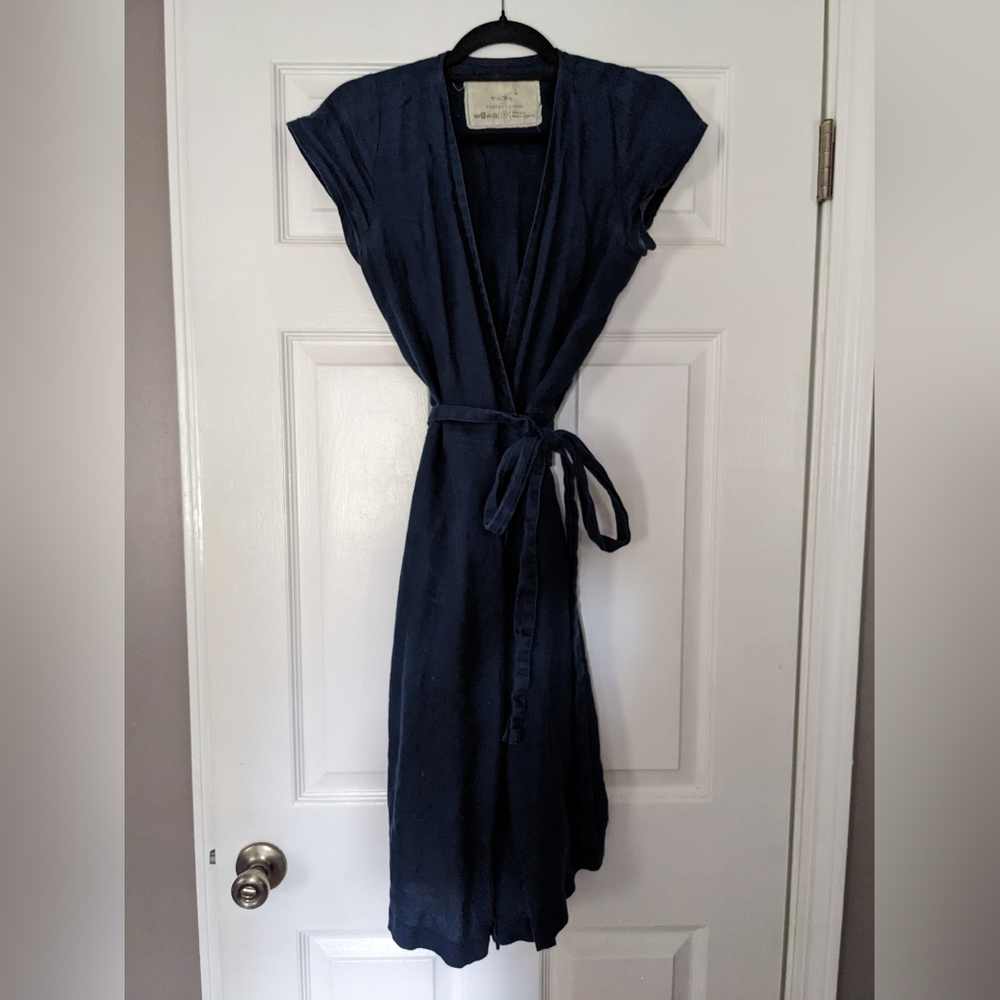 notPERFECTLINEN Navy Blue Cannes Wrap Dress